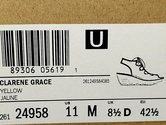 Clarks Clarene Grace yellow wedges sz 11M NWT - Picture 7 of 7